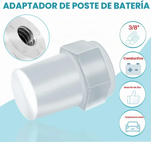 Vista 2 de Adaptador de poste de batería de coche: Adaptador de batería de 2 postes laterales a poste superior con rosca hembra de 3/8" 2 PIEZAS