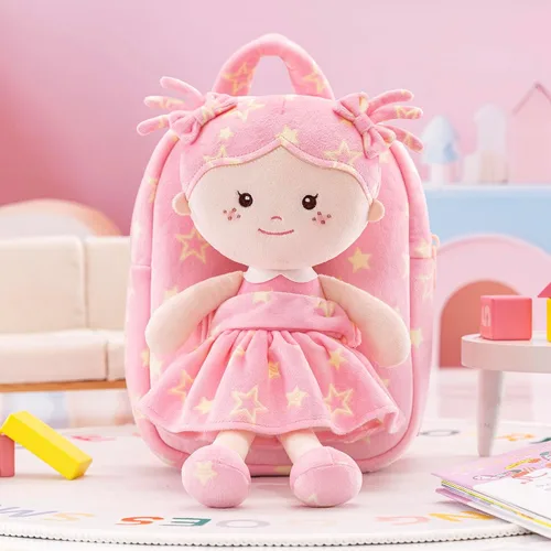 Vista 20 de Onetoo Mochila para niños pequeños, regalos de regreso a clases, mochilas para niñas y niños con muñecas de bebé ligeras y suaves en vestido