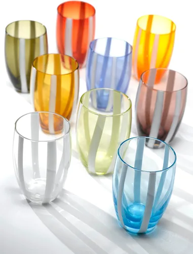 Vista 2 de Zafferano, Gessato - Vaso de vidrio, 10 onzas, juego de 2, aguamarina Aguamarina (Aquamarine)