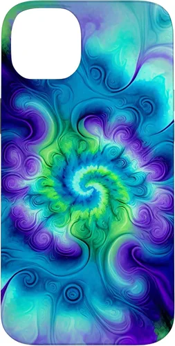 Vista 15 de Tie Dye Colorido Azul Cian Púrpura Verde Diseño Caso para iPhone 17