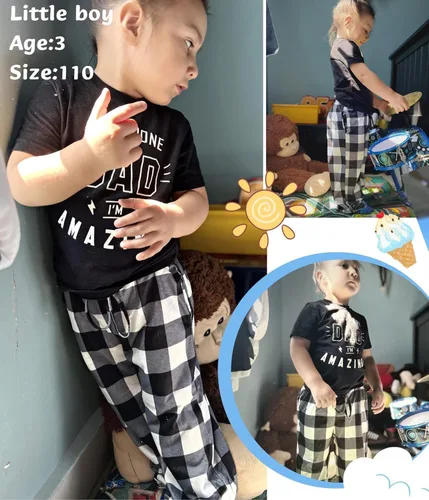 Vista 2 de Ekouaer Pantalones de pijama para niños, paquete de 3 pantalones de dormir suaves con cintura elástica para niños, pantalones de pijama a cuadros