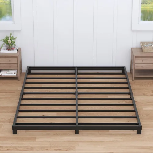 Vista 10 de Nailsong Marcos de cama individual de 4 pulgadas de perfil bajo, base de cama individual con plataforma sin necesidad de somier, metal resistente