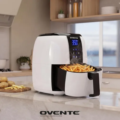 Vista 8 de OVENTE Freidora de aire digital compacta de 3.2 cuartos de galón, potencia Blanco