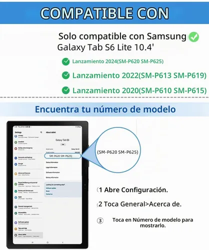 Vista 2 de Funda con teclado para Samsung Galaxy Tab S6 Lite de 10,4 pulgadas 2024 Negro