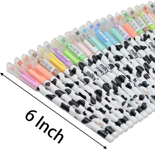 Vista 4 de Yansanido Paquete de 12 bolígrafos de gel con diseño de vaca Kawaii para oficina, escuela, hogar, viajes, regalo para amigos y estudiantes (12)