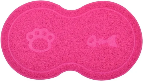 Vista 9 de Caja de arena pequeña para gatos con forma de 8 estera para atrapar residuos, 18 x 10 pulgadas (Almirante)