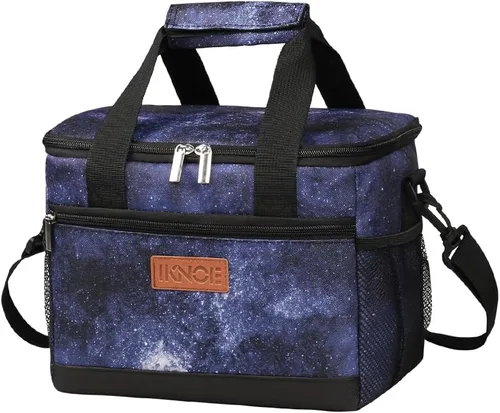 Vista 16 de iknoe Bolsa de almuerzo aislada, bolsa enfriadora plegable de 8.5 L para hombres y mujeres, diseño térmico a prueba de fugas, ideal para oficina