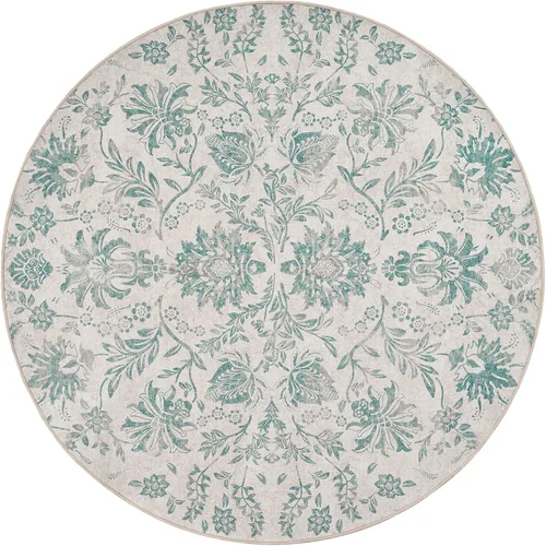 Vista 232 de jinchan Lima - Alfombra simétrica floral geométrica lavable, alfombra de entrada de medio círculo de 2 x 3, alfombra de media luna, suave y Azul