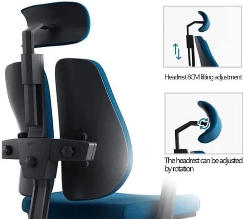 Vista 4 de Silla de computadora creativa Silla ergonómica de columna vertebral Silla de oficina de malla con cintura simple (azul)