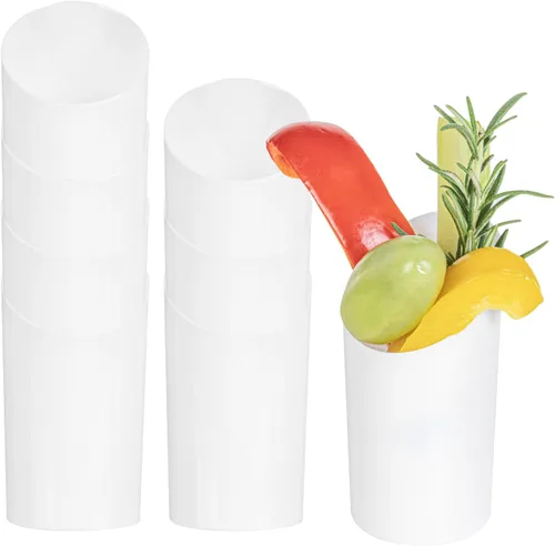 Vista 13 de Restaurantware Vasos de chupito de 3 onzas, 20 tazas redondas inclinadas, con acabado negro, vasos de chupito de plástico desechables para servir