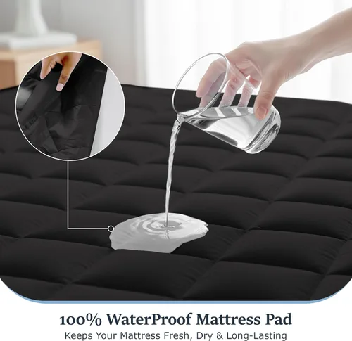 Vista 7 de LUX Décor Protector de Colchón Twin - Cubrecolchón Acolchado Elástico Ajustable Protector Hasta 16 Pulgadas de Profundidad - Cubrecolchón Suave