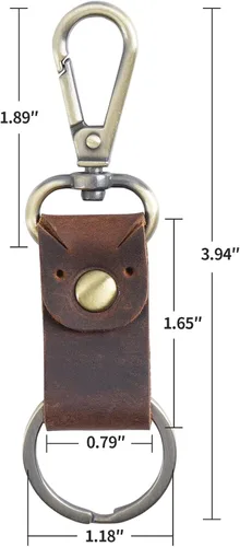 Vista 2 de Jack&Chris Llavero de cuero genuino, llavero pequeño para hombre y mujer, llavero para cinturón para hombre, JC307