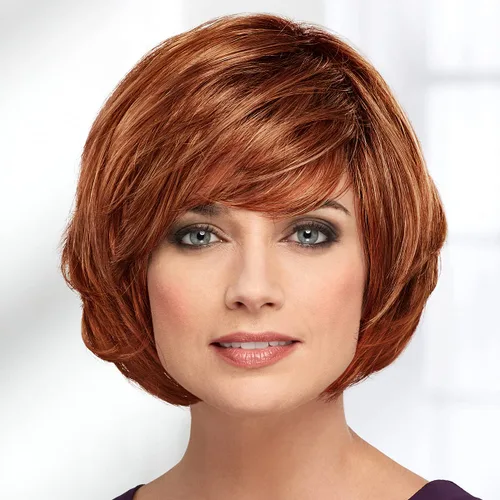 Vista 8 de Paula Young Laurel WhisperLite Peluca Haute Bob peluca con cejas desnatadas 10/26 #6 - Tostada Toscana