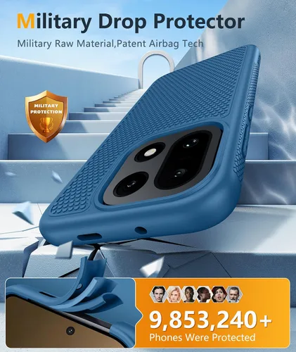 Vista 501 de FNTCASE Funda para iPhone 17 Pro: Fundas delgadas translúcidas de color azul claro compatibles con MagSafe, protección completa de la cámara