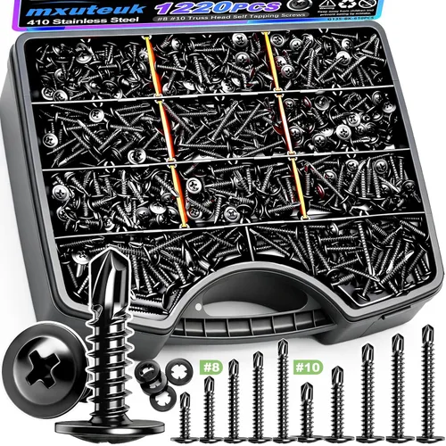 Vista 32 de mxuteuk - 1600 tornillos autorroscantes #8#10 para metal, acero inoxidable