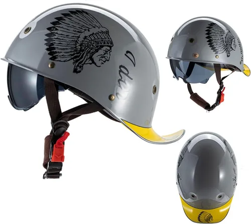 Vista 2 de Casco retro novedoso y genial, gorra de béisbol alemana vintage para motocicleta, casco abierto para adultos, mujeres y hombres, para bicicleta