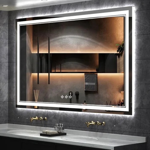 Vista 30 de Espejo LED para baño de 20 x 28 pulgadas con frente degradado y luz LED, espejo retroiluminado para baño, 3 colores, CRI > 90, espejo de baño