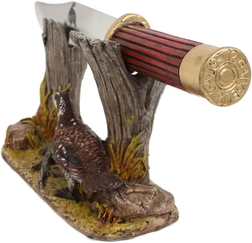 Vista 5 de Ebros - Estatua rústica de campo abierto, codorniz para gallina, pájaro, con mango decorativo de carcasa de escopeta, mango de hoja roma, cuchillo