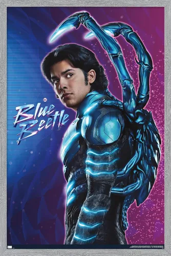 Vista 13 de Trends International DC Comics Movie Blue Beetle - Póster de pared de Jaime Reyes, 14.725 x 22.375 pulgadas, versión enmarcada plateada Versión