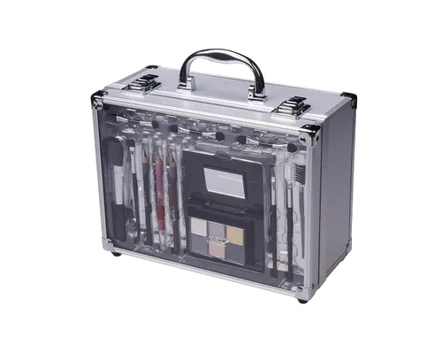Vista 2 de Cameo Carry All - Kit de maquillaje para tronco con estuche de aluminio reutilizable, exclusivo juego de regalo navideño, negro/blanco