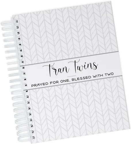 Vista 32 de Personalized Twin Baby Memory Book - Hardcover First Year Album Customized with Babies’ Names - Prompted Baby Journal (Blue Mountains)
