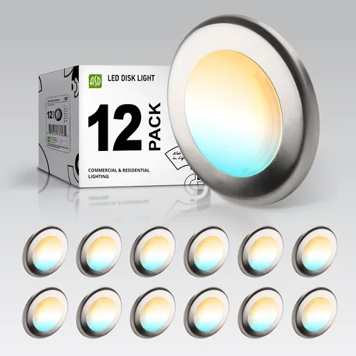 Vista 17 de ASD Paquete de 6 luces LED de disco de 4 pulgadas, 10 W 5CCT 2700K-5000K 685LM CRI90+, lámpara de techo regulable, disco de montaje en superficie