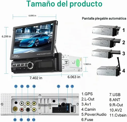 Vista 2 de Hikity Estéreo del coche de la pantalla táctil del solo DIN de 7 pulgadas