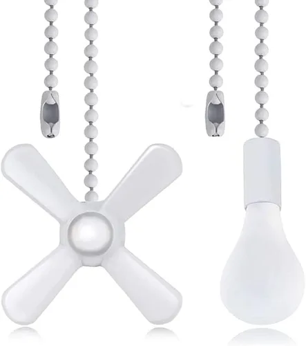 Vista 4 de 4 extensiones de adornos decorativos para ventilador de techo para tiradores de ventilador de 13.6 pulgadas y luz (plata y negro)