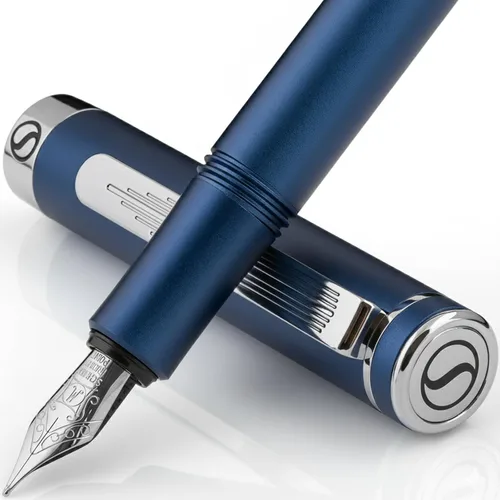 Vista 18 de Scriveiner Pluma Estilográfica EDC de Lujo (Mediana), Impresionante Pluma de Bolsillo Negra de Lujo, Chapado en Oro Real, Plumín Dorado Schmidt 1.