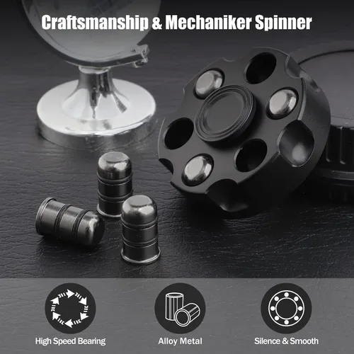 Vista 7 de Juguete Fidget Spinner para Adultos y Niños, Spinner de Mano y Dedo de Aleación Negra Genial, Alivio del Estrés Anti Ansiedad Fidget Cube Fidget