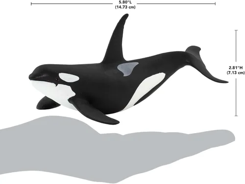 Vista 3 de Safari Ltd. Figura de orca Wild Safari Sea Life - Figura realista de modelo de ballena asesina de 6 pulgadas, juguete educativo para niños y niñas a
