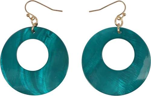 Vista 6 de Coiris Collar de cuentas coloridas de múltiples hebras con colgante de concha de círculo grande para mujer