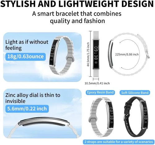 Vista 5 de Pulsera inteligente para mujeres y hombres, pulsera inteligente de rastreador de fitness, banda de salud impermeable con monitor de sueño