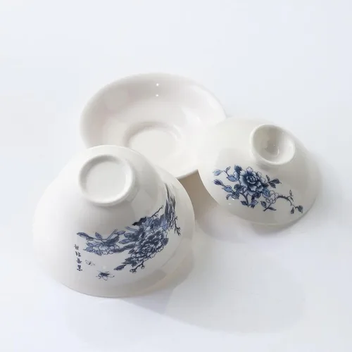 Vista 6 de White Porcelain Gaiwan, 120ml 4.0oz, Household Kung Fu Tea Set Chinese Style Ceramic Tea Bowl