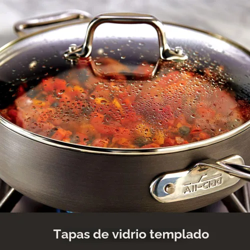 Vista 6 de All-Clad HA1 - Sartén anodizada dura antiadherente para uso diario con tapa y asas, 12 pulgadas, inducción, apta para horno y parrilla 500F, tapa