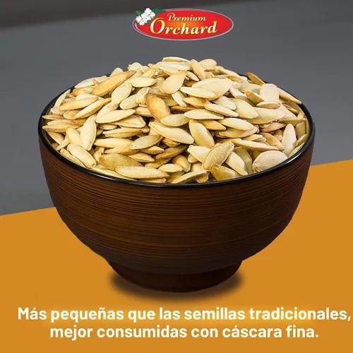Vista 5 de Semillas de calabaza tostadas para comer en cáscara de Premium Orchards Mezcla de frutos secos – Salado con sal marina – Snacks veganos frescos