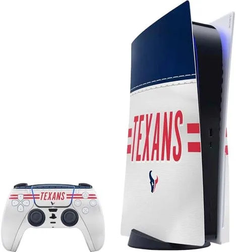 Vista 5 de Skinit Calcomanía para juegos compatible con PS5 Bundle – Diseño oficial de NFL Houston Texans en blanco y negro
