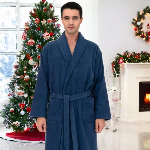Vista 4 de TowelSelections Bata de baño de algodón suave de lujo, bata de baño de tela de rizo para hombre