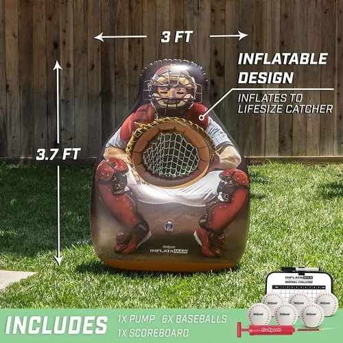 Vista 2 de GoSports Inflataman Baseball Toss Challenge - Juego de lanzamiento de zona de strike con atrapador inflable