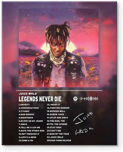 Vista 22 de Juice Wrld - Arte de Lienzo para Pared, Impresión de Póster de Portada de Álbum de Música, Póster de Rapero Cantante Arte Enmarcado, Arte de Lienzo