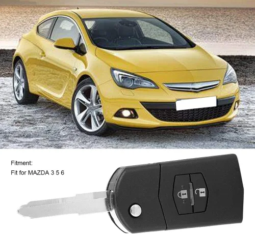 Vista 2 de KIMISS Funda protectora de llave con mando a distancia de 2 botones para automóvil, funda para llavero con control remoto automático para Mazda 3