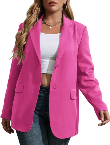 Vista 8 de Womens Plus Size Casual Blazer Jackets Long Sleeve Open Front Buttons Work Office Lapel Blazers with Pockets