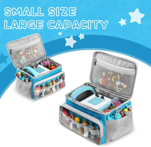Vista 2 de PISOSN Estuche de transporte portátil compatible con el juego de iniciación de Toniebox y figuras de Tonies, bolsa de transporte de juguetes Azul