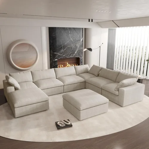 Vista 12 de Cloud - Sofá modular convertible de 80.3 pulgadas en forma de L para sala de estar con otomana de almacenamiento, sofás profundos minimalistas