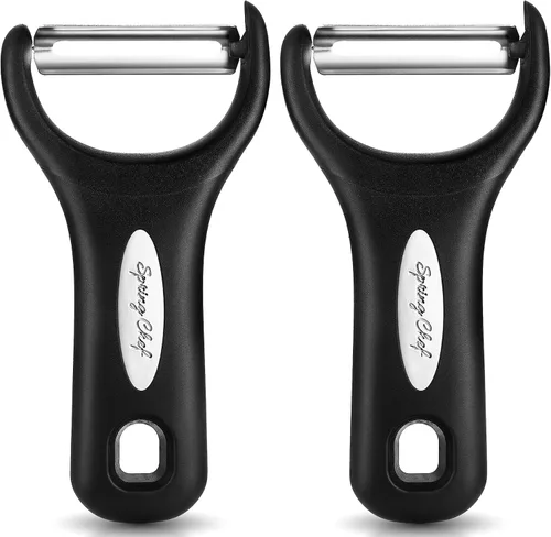 Vista 10 de Spring Chef - Pelador de verduras en forma de Y de acero inoxidable para cocina, color negro