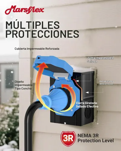 Vista 5 de Marsflex Cable generador de 50 amperios y 15 pies y caja de entrada