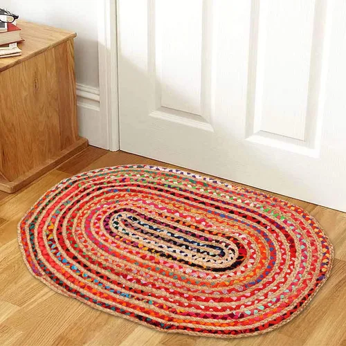 Vista 13 de Light & Pro Alfombra de yute, 2 x 3, natural, hecha a mano, trenzada, reversible, alfombra rústica