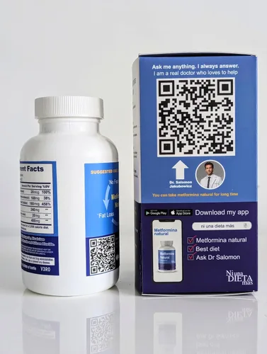 Vista 2 de METFORMINA Natural - Ayuda para bajar de peso - Apoyo al metabolismo - Dr. Salomon (60 cápsulas)