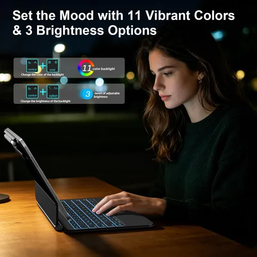 Vista 6 de Funda para teclado para iPad Air 11/Pro 11 (1-4), trackpad de Negro