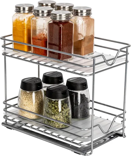Vista 12 de Household Essentials Estante deslizante doble de 2 niveles de 4 pulgadas en acero recubierto de polvo Glidez de níquel organizador de almacenamiento